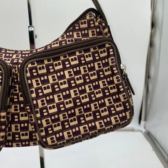 Bally Vintage Monogram Shoulder Bag Y2K Designer Purse Italian Leather - Picture 4 of 16